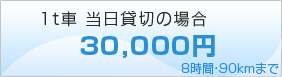 1t車 当時貸切30,000円/8時間・90kmまで