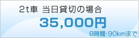 2t車 当時貸切35,000円/8時間・90kmまで
